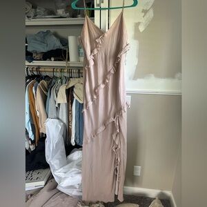 Elegant Ruffled Pink Dress- Birdy Grey